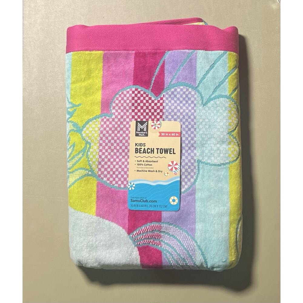 Members Mark Kids Beach Towel Unicorn Meadow 30”x60”